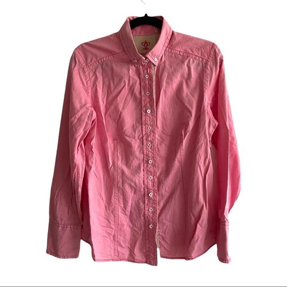 VAN LAACK Pink Cotton Button Front Long Sleeve Shirt Can Fold Cuffs 42 - Picture 2 of 10